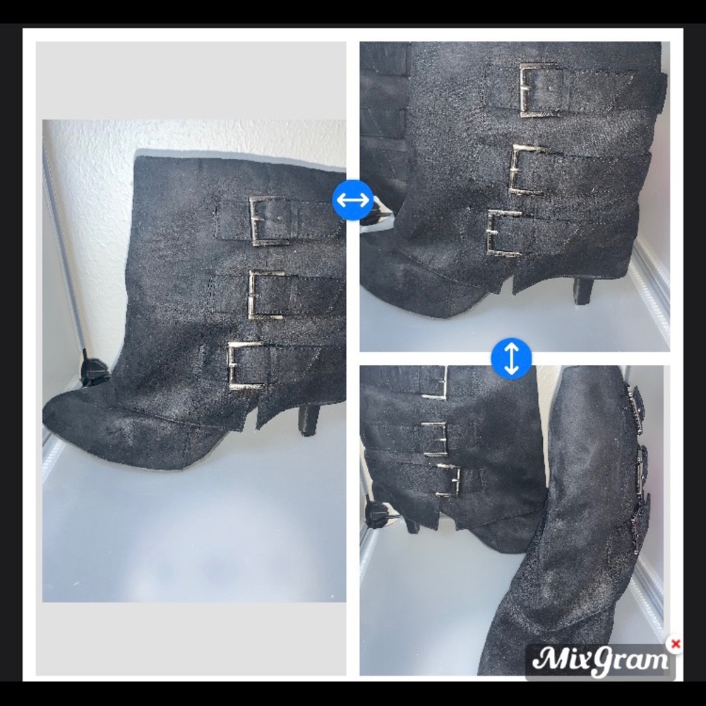 Black velvet heel booties